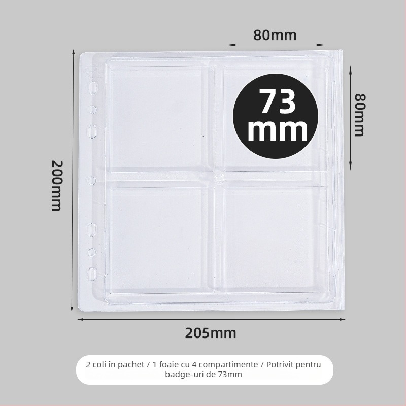 Binder acrilic de birou pentru ecusoane, transparent, antipraf, capacitate mare, copertă PP, stil cu foi detașabile, 1 pagină interioară