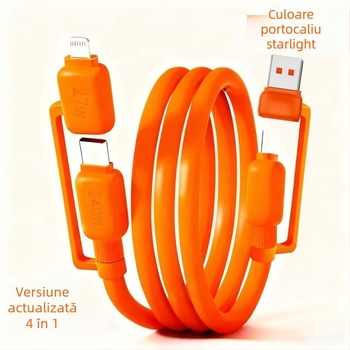 Cablu de date rapid de 4 în 1: Lightning, USB 3.0 și Type-C – 120W, compatibil QC