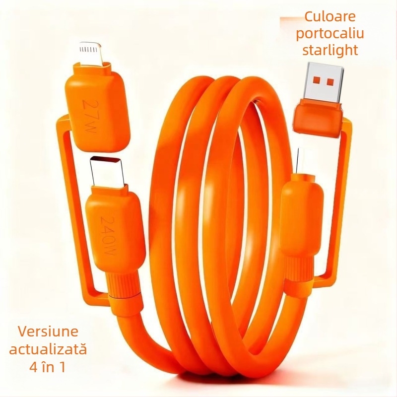 Cablu de date rapid de 4 în 1: Lightning, USB 3.0 și Type-C – 120W, compatibil QC