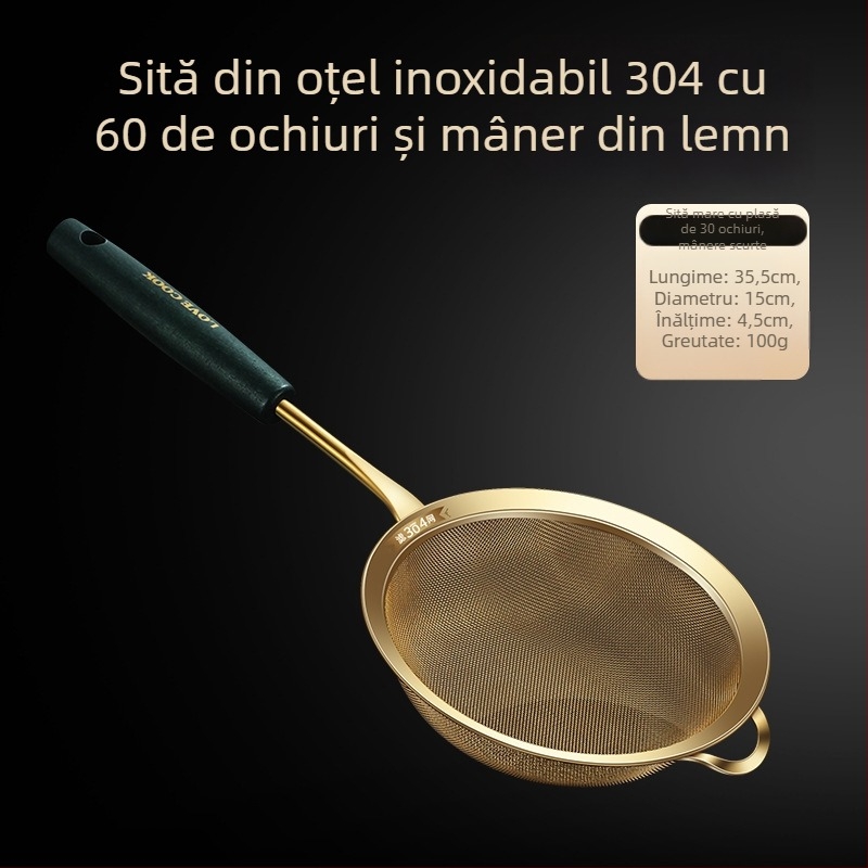 Sită de bucătărie din oțel inoxidabil 304 – antiderapant, logo personalizat, personalizare disponibilă, stil lux ușor