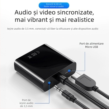 Adaptor HDMI către VGA cablu cu audio, 0,25 m, cupru