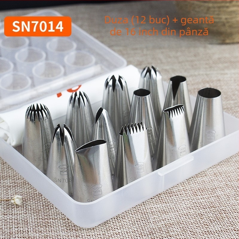 Sanneng SN7011 set de 80 vârfuri de decorare, din oțel inoxidabil 304, pentru decorare profesională de prăjituri și fursecuri