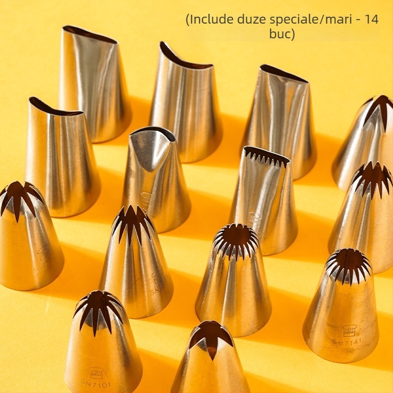 Sanneng SN7011 set de 80 vârfuri de decorare, din oțel inoxidabil 304, pentru decorare profesională de prăjituri și fursecuri