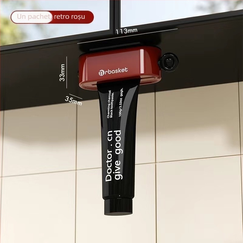 Dispenser magnetic pentru pastă de dinți, montaj sub oglindă pe perete, potrivit pentru pastă de dinți, cleanser facial și cremă de mâini