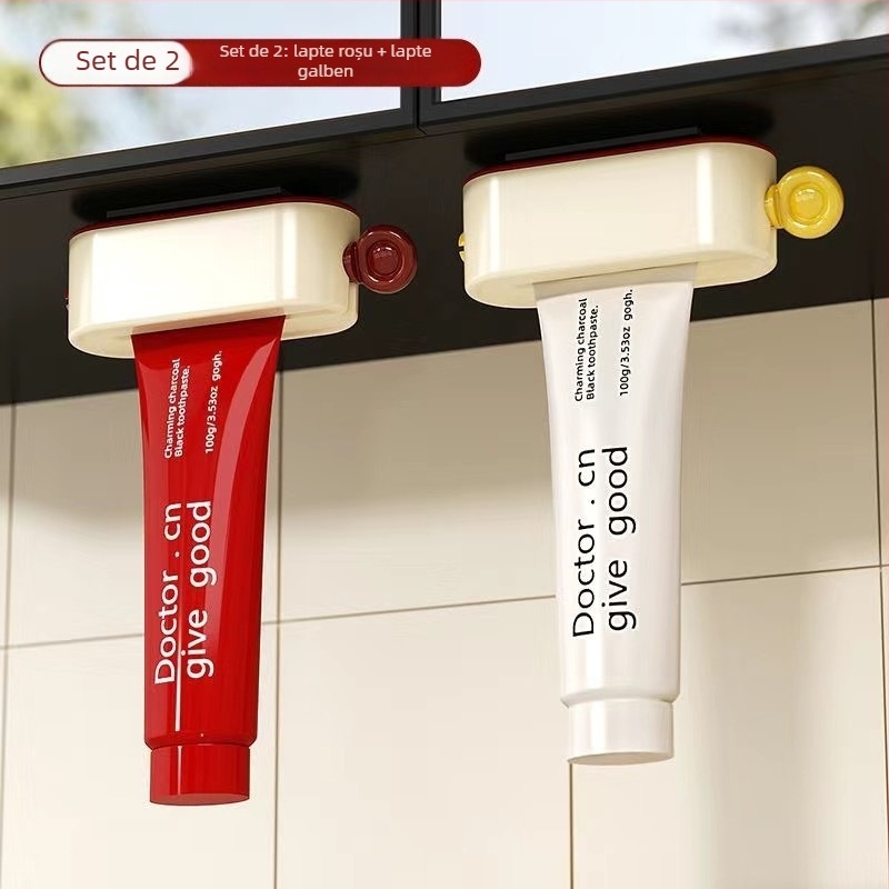 Dispenser magnetic pentru pastă de dinți, montaj sub oglindă pe perete, potrivit pentru pastă de dinți, cleanser facial și cremă de mâini