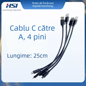 Cablu C-C cu opt fire, cablu de test USB-A la USB-C, compatibil cu tester-ul Hansheng GTI60XX pentru încărcare rapidă