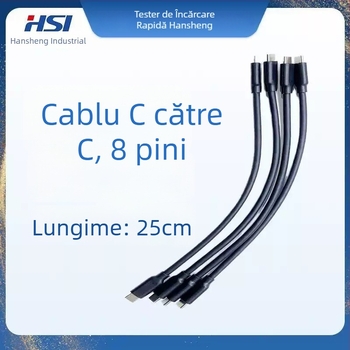 Cablu C-C cu opt fire, cablu de test USB-A la USB-C, compatibil cu tester-ul Hansheng GTI60XX pentru încărcare rapidă