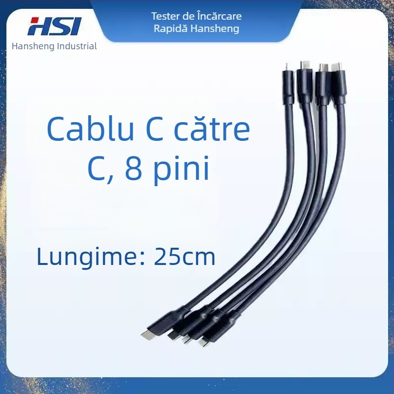 Cablu C-C cu opt fire, cablu de test USB-A la USB-C, compatibil cu tester-ul Hansheng GTI60XX pentru încărcare rapidă