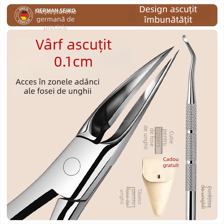 Set clește pentru unghii încarnate — clește pentru canalul unghiei, oțel inoxidabil, portabil