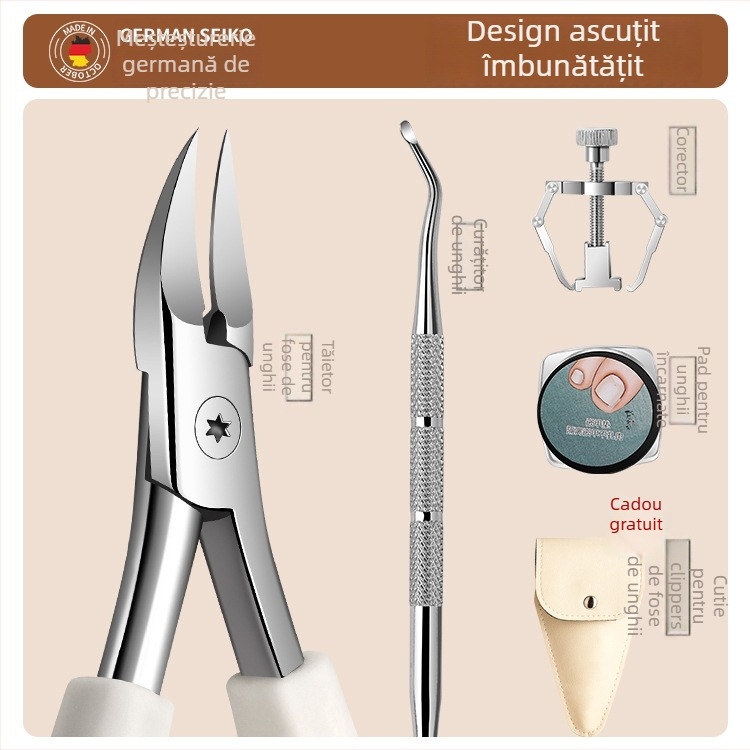 Set clește pentru unghii încarnate — clește pentru canalul unghiei, oțel inoxidabil, portabil