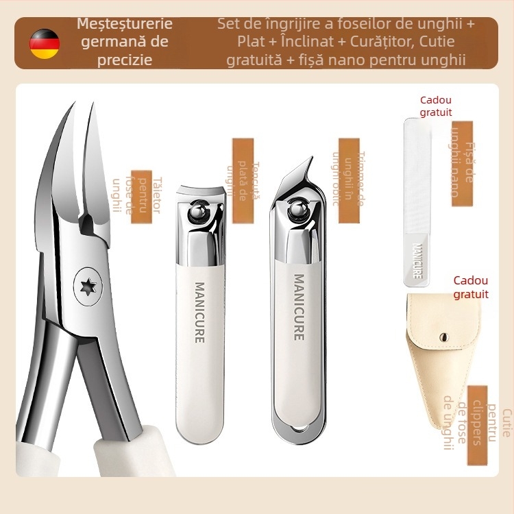 Set clește pentru unghii încarnate — clește pentru canalul unghiei, oțel inoxidabil, portabil