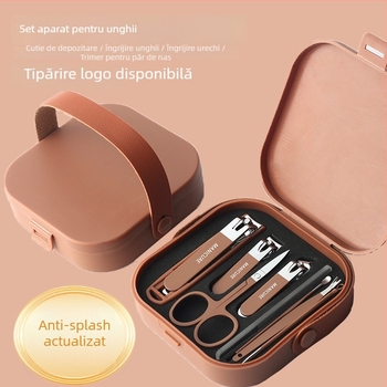 Set de unelte pentru tăierea unghiilor cu lame plate înclinate și husă portabilă; construcție din sticlă, oțel inoxidabil, oțel carbon; greutate netă 144 g