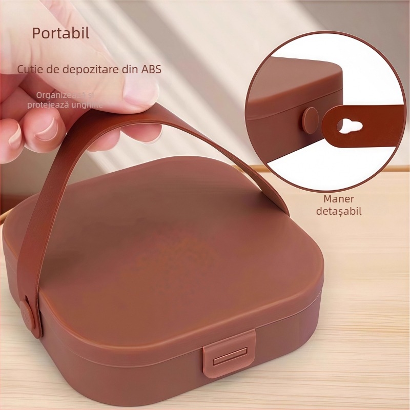 Set de unelte pentru tăierea unghiilor cu lame plate înclinate și husă portabilă; construcție din sticlă, oțel inoxidabil, oțel carbon; greutate netă 144 g