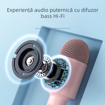 Microfon wireless Bluetooth cu microfon încorporat; Bluetooth 5.0, baterie încorporată 800–1000 mAh, autonomie 3–6 ore, răspuns în frecvențe 100 Hz–20 kHz, pentru casă, PC și scenă