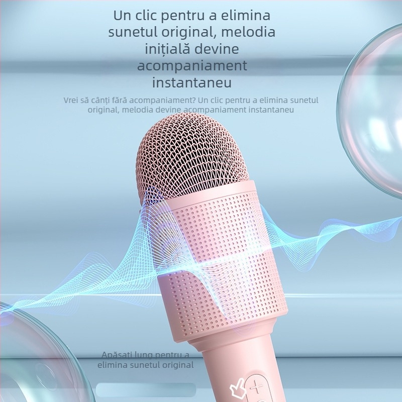 Microfon wireless Bluetooth cu microfon încorporat; Bluetooth 5.0, baterie încorporată 800–1000 mAh, autonomie 3–6 ore, răspuns în frecvențe 100 Hz–20 kHz, pentru casă, PC și scenă
