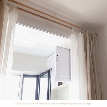 Suport pentru bară de draperii, lemn fag masiv, stil japonez roman, brand Teren, fără personalizare