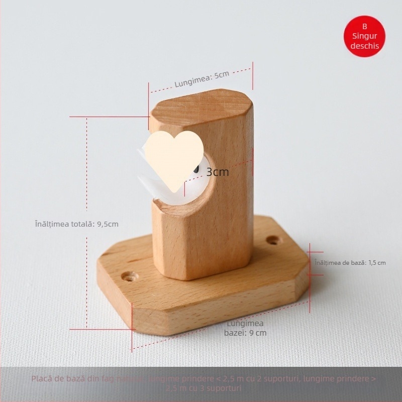 Suport pentru bară de draperii, lemn fag masiv, stil japonez roman, brand Teren, fără personalizare