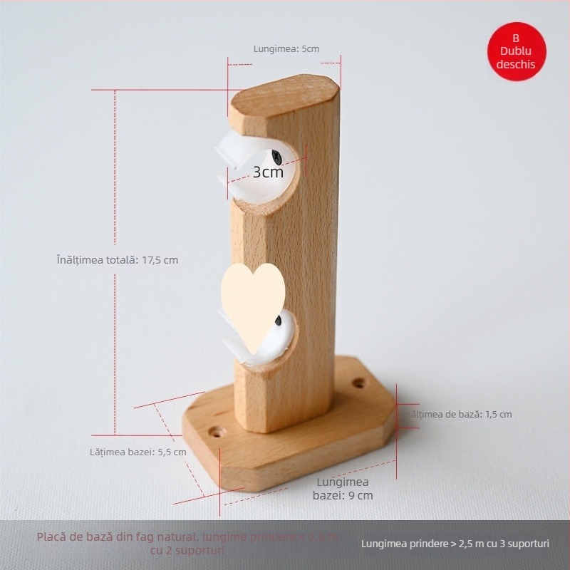 Suport pentru bară de draperii, lemn fag masiv, stil japonez roman, brand Teren, fără personalizare