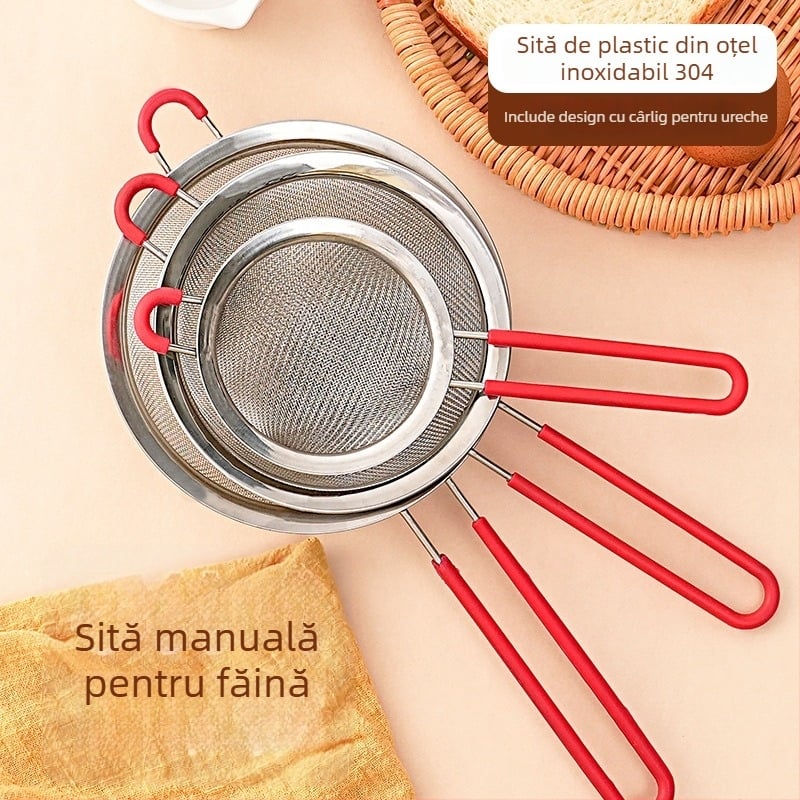 Sită pentru făină din oțel inoxidabil 304, plasă ultrafină, bucătărie