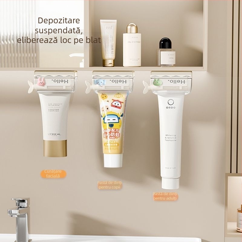 Dulap oglindă cu presor de pastă de dinți, suport detașabil pentru față/prosoape, spațiu de depozitare pentru periuța de dinți electrică, suport pentru periuța de dinți în partea de jos, cutie magnetică pentru baie