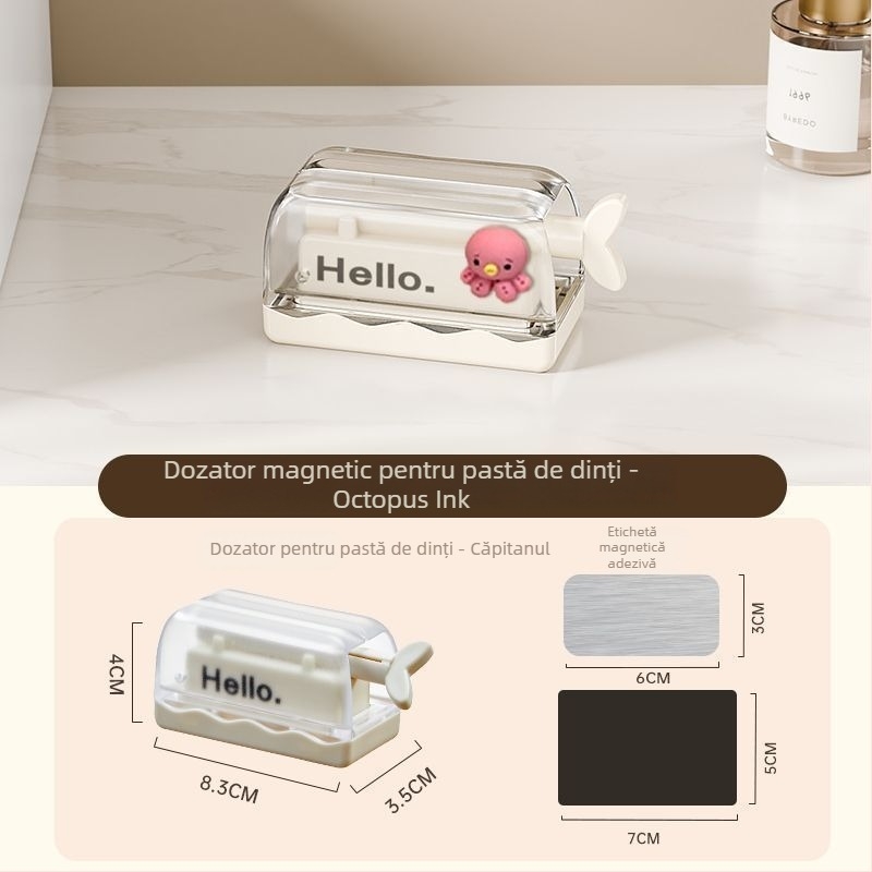 Dulap oglindă cu presor de pastă de dinți, suport detașabil pentru față/prosoape, spațiu de depozitare pentru periuța de dinți electrică, suport pentru periuța de dinți în partea de jos, cutie magnetică pentru baie