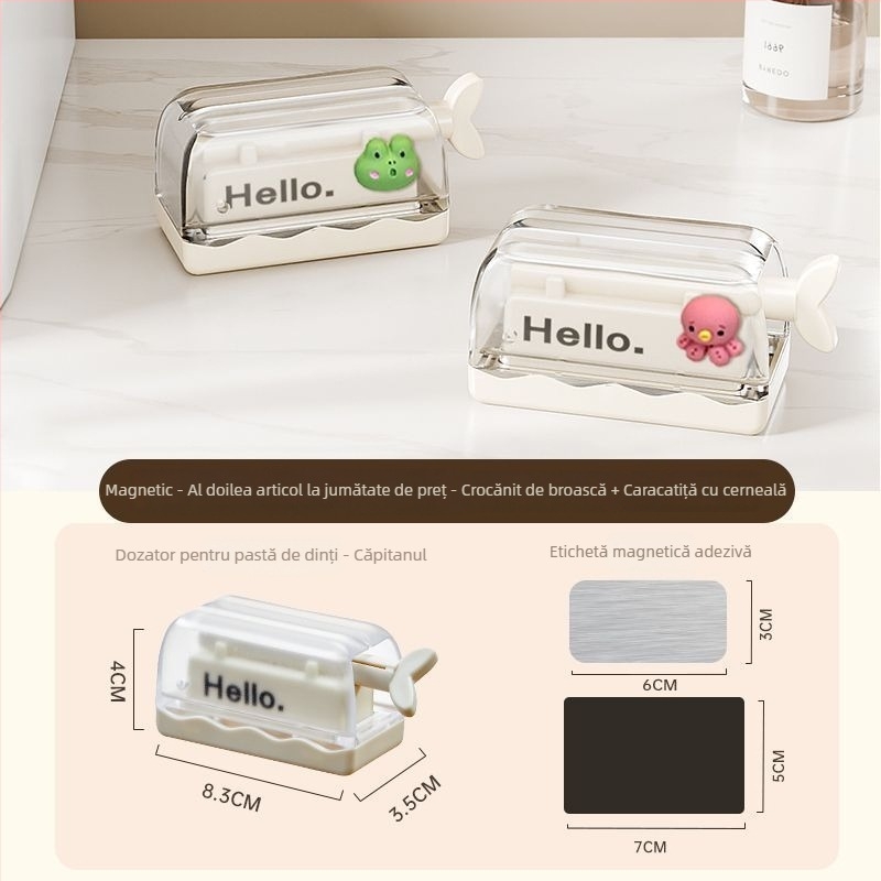 Dulap oglindă cu presor de pastă de dinți, suport detașabil pentru față/prosoape, spațiu de depozitare pentru periuța de dinți electrică, suport pentru periuța de dinți în partea de jos, cutie magnetică pentru baie