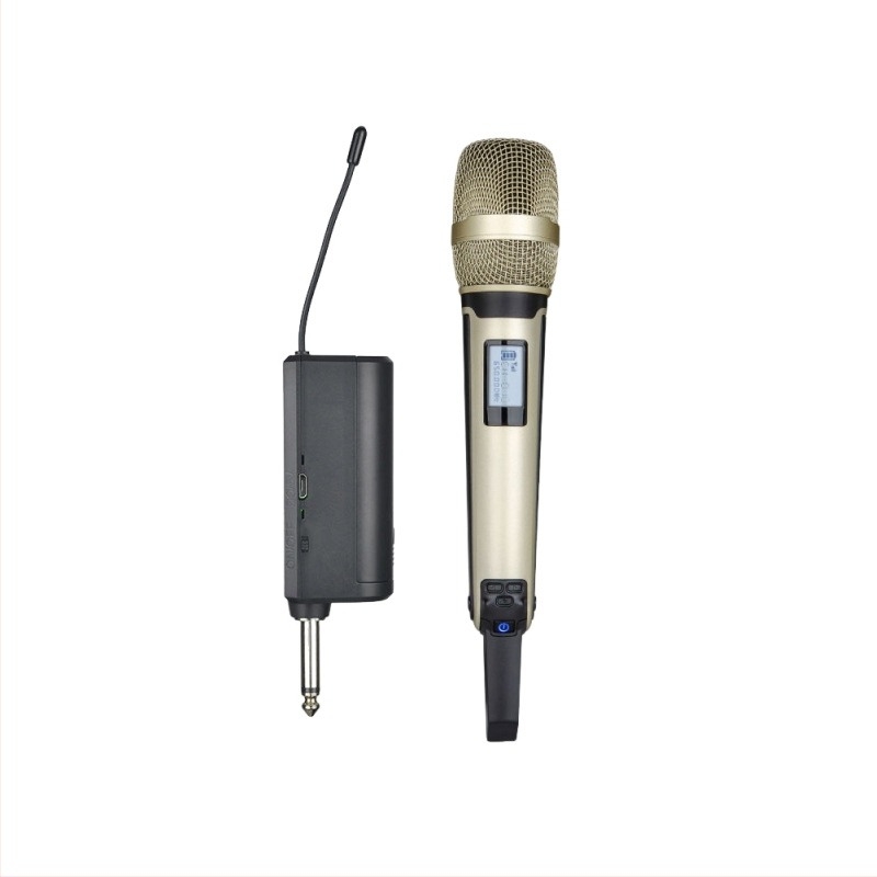 Microfon wireless de mână, reîncărcabil, corp din metal, potrivit pentru karaoke și transmisii în direct