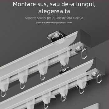 Shuyu șină pentru perdele din aliaj de aluminiu, silențioasă - montaj lateral, șină dreaptă, dublă, personalizabilă