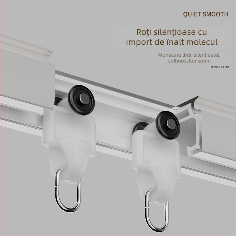 Shuyu șină pentru perdele din aliaj de aluminiu, silențioasă - montaj lateral, șină dreaptă, dublă, personalizabilă