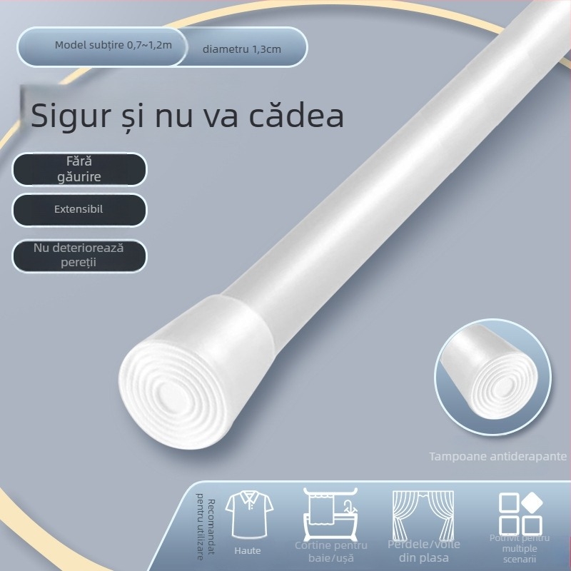 Bară telescopică pentru perdele – montaj fără găuri, mini extensibilă, pentru duș și baie, poate suporta încărcare