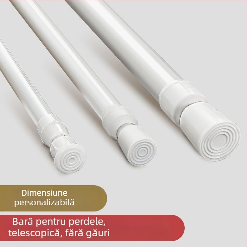 Bară telescopică pentru perdele din fier – fără găuri, reglabilă, multifuncțională pentru fereastră, garderobă, ușă, balcon și baie