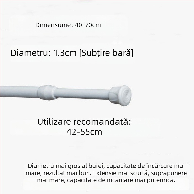 Bară telescopică pentru perdele din fier – fără găuri, reglabilă, multifuncțională pentru fereastră, garderobă, ușă, balcon și baie