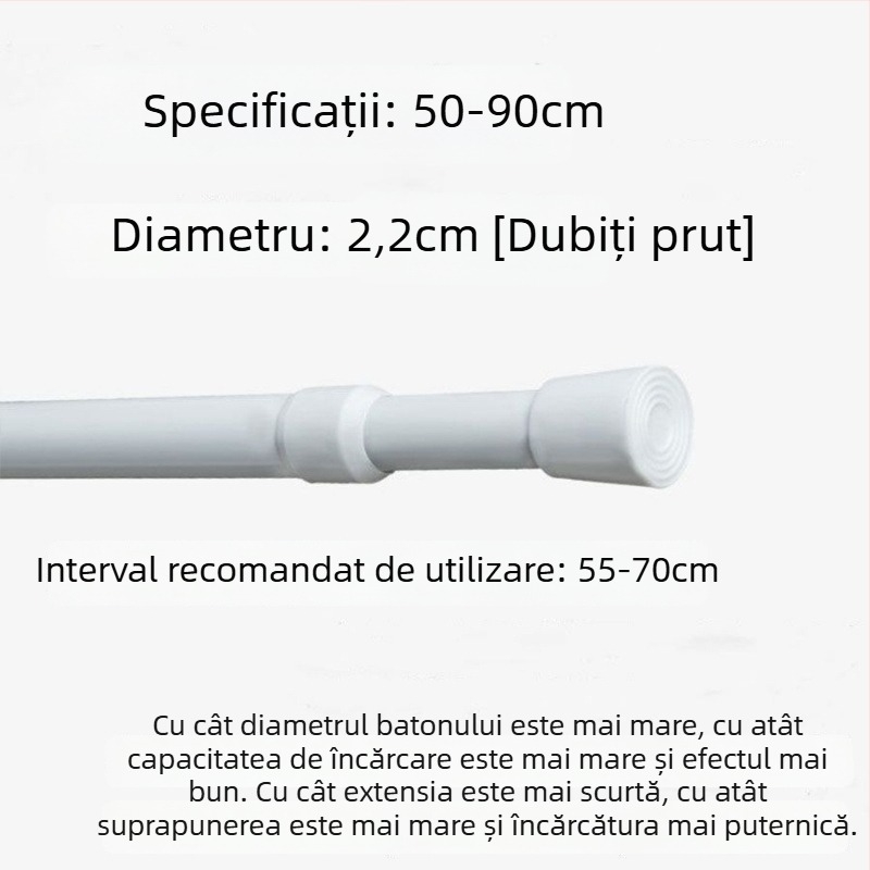 Bară telescopică pentru perdele din fier – fără găuri, reglabilă, multifuncțională pentru fereastră, garderobă, ușă, balcon și baie