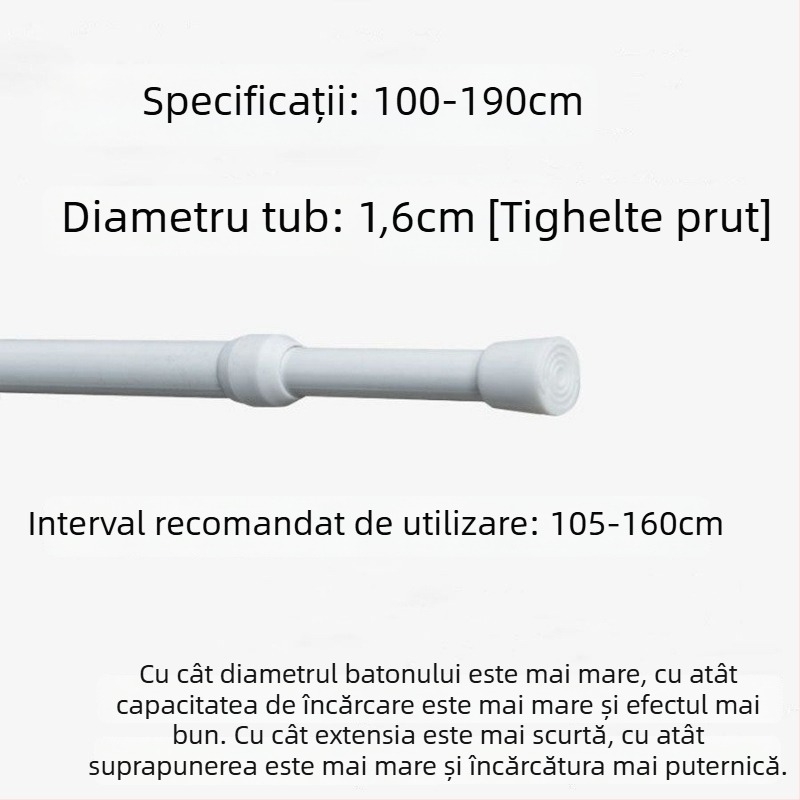 Bară telescopică pentru perdele din fier – fără găuri, reglabilă, multifuncțională pentru fereastră, garderobă, ușă, balcon și baie