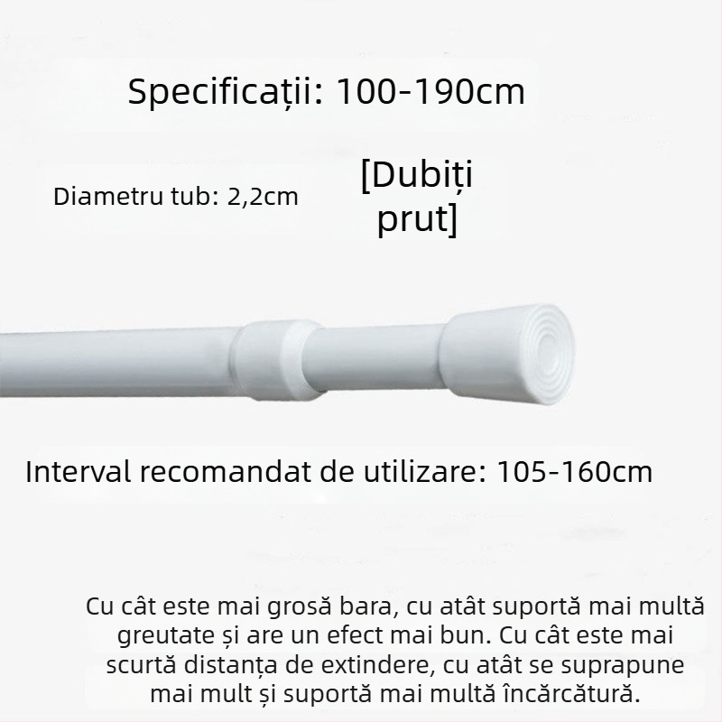 Bară telescopică pentru perdele din fier – fără găuri, reglabilă, multifuncțională pentru fereastră, garderobă, ușă, balcon și baie