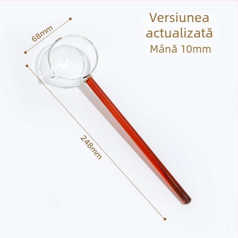 Lingură din sticlă cu mâner lung și vârf ascuțit – lingură de bucătărie rezistentă la temperaturi înalte, pentru gătit, terci și asezonare