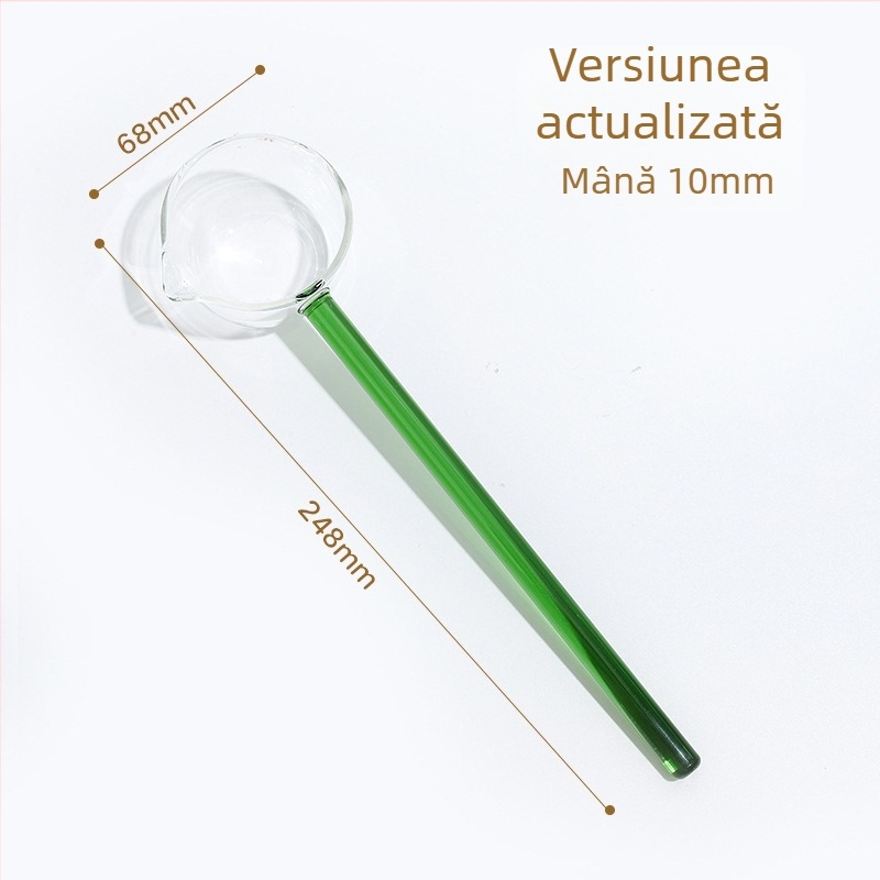 Lingură din sticlă cu mâner lung și vârf ascuțit – lingură de bucătărie rezistentă la temperaturi înalte, pentru gătit, terci și asezonare