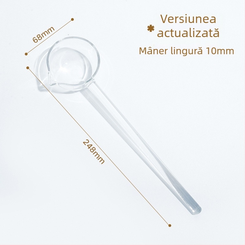 Lingură din sticlă cu mâner lung și vârf ascuțit – lingură de bucătărie rezistentă la temperaturi înalte, pentru gătit, terci și asezonare