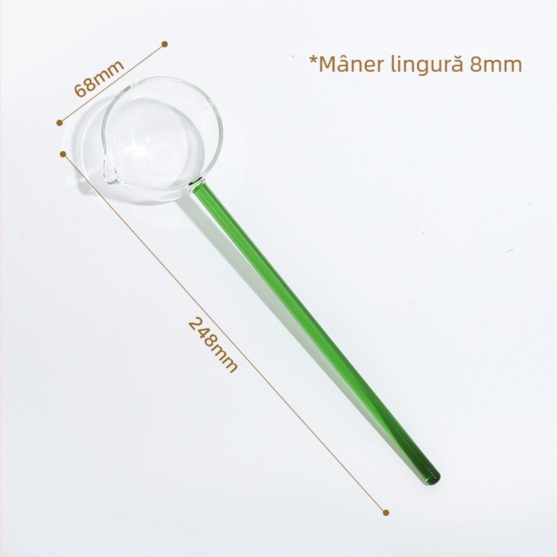 Lingură din sticlă cu mâner lung și vârf ascuțit – lingură de bucătărie rezistentă la temperaturi înalte, pentru gătit, terci și asezonare