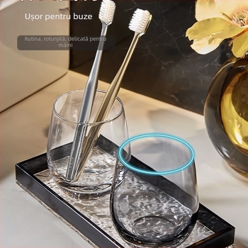 Set de pahare din sticlă pentru apă de gură și periuțe de dinți, pentru cuplu, design elegant, pentru uz casnic și hotelier