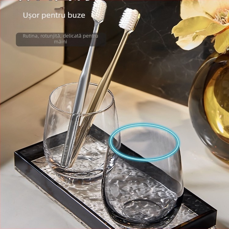 Set de pahare din sticlă pentru apă de gură și periuțe de dinți, pentru cuplu, design elegant, pentru uz casnic și hotelier