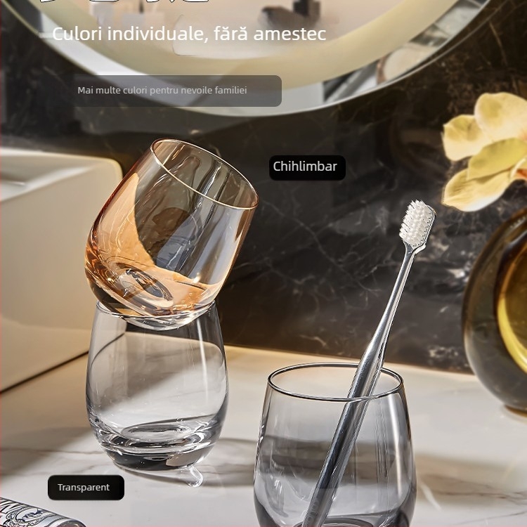 Set de pahare din sticlă pentru apă de gură și periuțe de dinți, pentru cuplu, design elegant, pentru uz casnic și hotelier