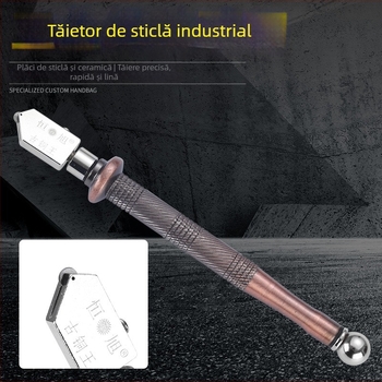 Hengxu Tăietor de sticlă și plăci – Instrument manual din oțel inoxidabil, lamă cu role, multifuncțional pentru sticlă, oglină și plăci ceramice