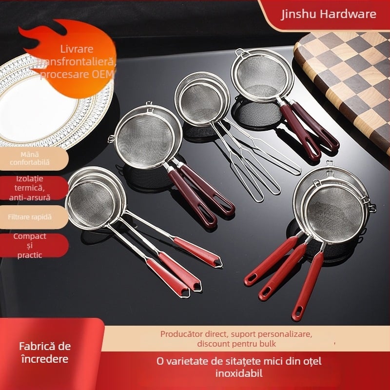 Filtru din oțel inoxidabil pentru lapte de soia, plasă ultra-fină, anti-alunecare, cârlige duble, pentru coacere și hrana bebelușilor (material: 201+AB; plasă ultra-fină; anti-alunecare; cârlige duble)