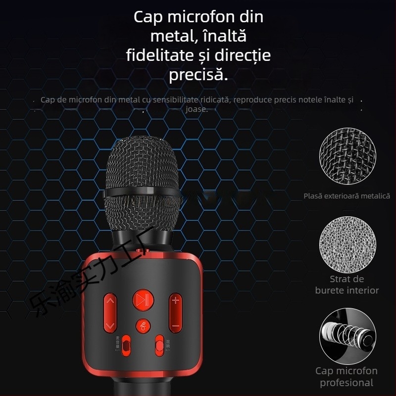 Set microfon karaoke și difuzor pentru telefoane mobile; microfon karaoke pentru telefon mobil; polaritate supercardioidă; raport SNR ≥70 dB; fără baterie încorporată