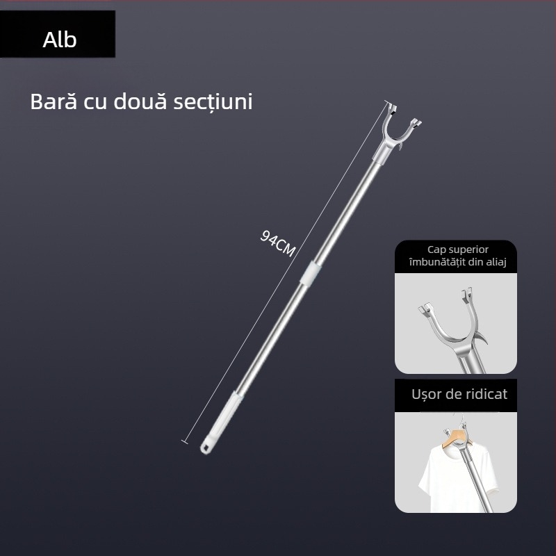 Tijiajing bară metalică extensibilă pentru uscat haine pentru balcon, stil modern minimalist