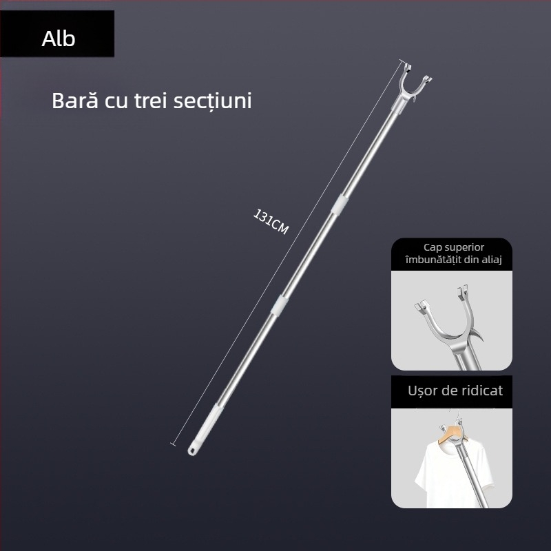 Tijiajing bară metalică extensibilă pentru uscat haine pentru balcon, stil modern minimalist