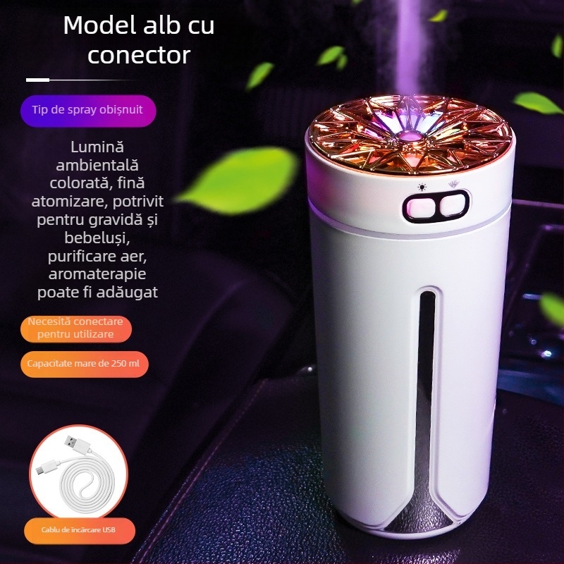 Umidificator auto și pulverizator de parfum, material ABS, alimentare 5V, putere 2W, compatibilitate universală, acoperire până la 10 m²