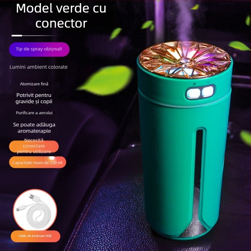 Umidificator auto și pulverizator de parfum, material ABS, alimentare 5V, putere 2W, compatibilitate universală, acoperire până la 10 m²
