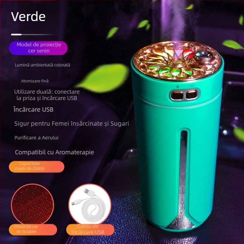 Umidificator auto și pulverizator de parfum, material ABS, alimentare 5V, putere 2W, compatibilitate universală, acoperire până la 10 m²